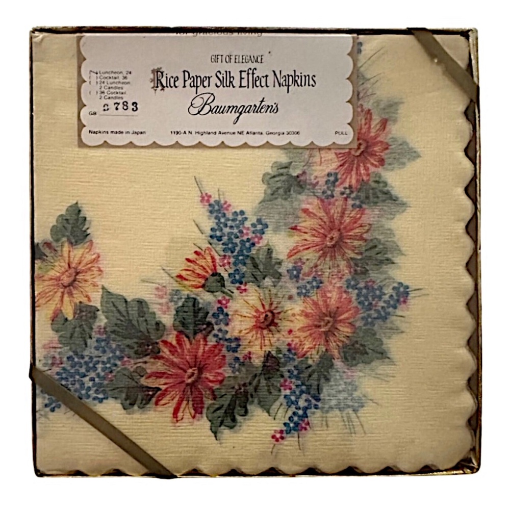 BAUMGARTEN’S Vintage Rice Paper Napkins 24 Luncheon Silk Effect